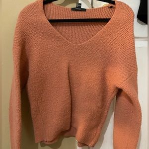 Pink Fuzzy V-Neck Forever 21 Sweater